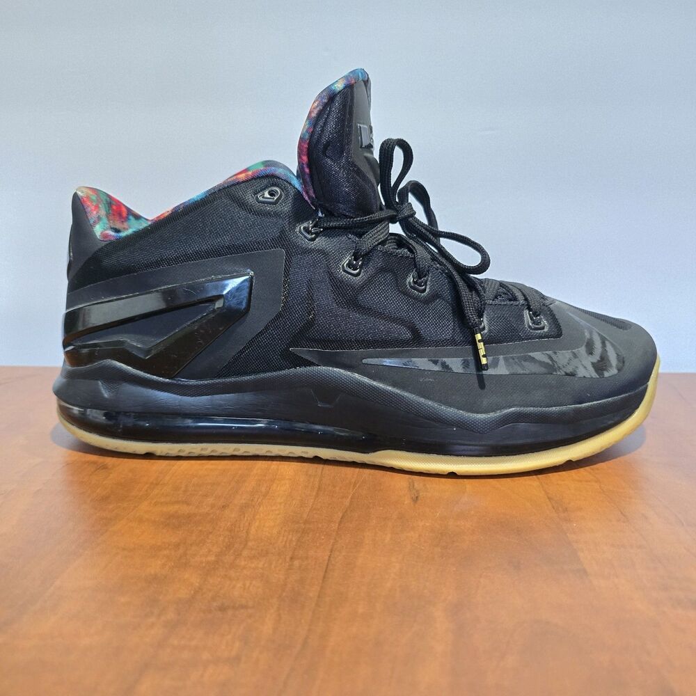 Nike 2014 Lebron 11 Low Black And Gum Lace Up Hyperfuse Flywire Sneakers 11.5